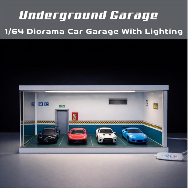Underground Parking Diorama Car Garage – Premium Display Setup for Diecast With Tri-Color Lighting