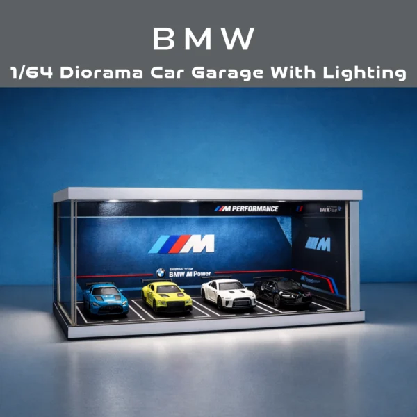 BMW Diorama Car Garage – Premium Display Setup for Diecast With Tri-Color Lighting